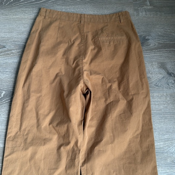 FRAME Pleated cotton-twill wide-leg pants Camel 27 - Picture 12 of 13
